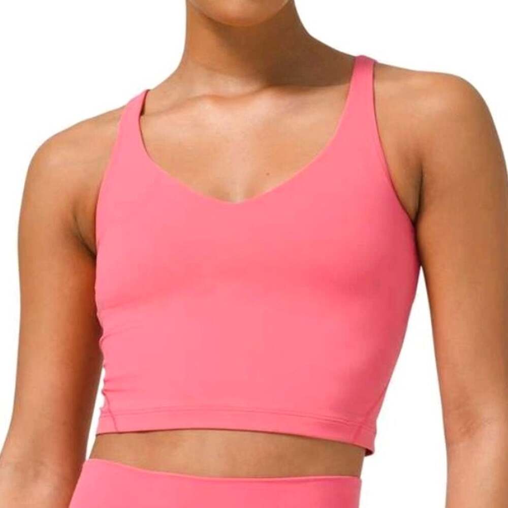 Lululemon Guava Pink V-Neck Cropped Align Tank Top  Size 2